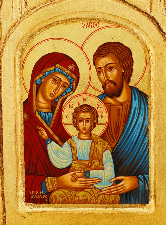 Triptychon - Ikone Heilige Familie Blattgold - 26 cm (pic 4)