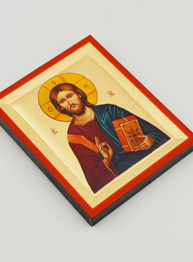 Byzantinische Ikone Jesus Christus Pantokrator Handgefertigt - 8cm (pic 3)