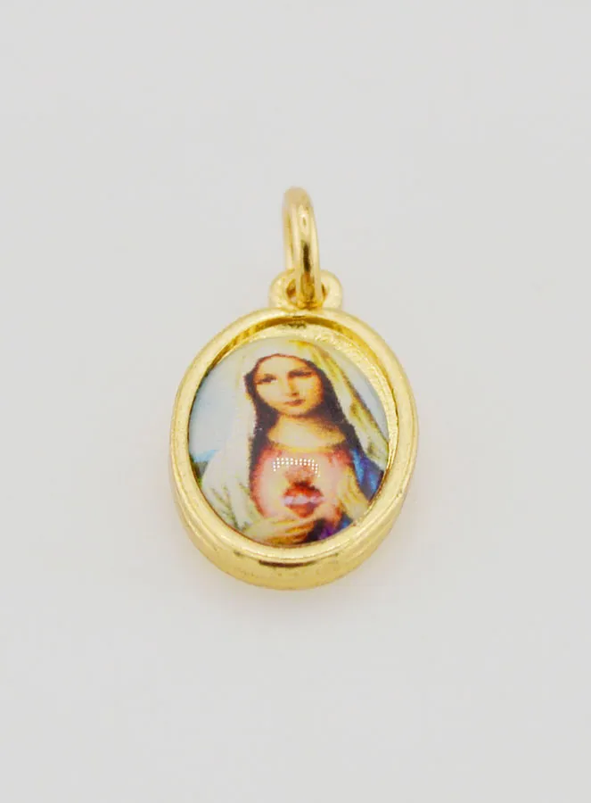 Medaille Herz Marien Goldfarben - 15mm (pic 2)