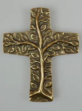 Bronzekreuz handgefertigt - Baum des Lebens - 9 cm (pic 1)