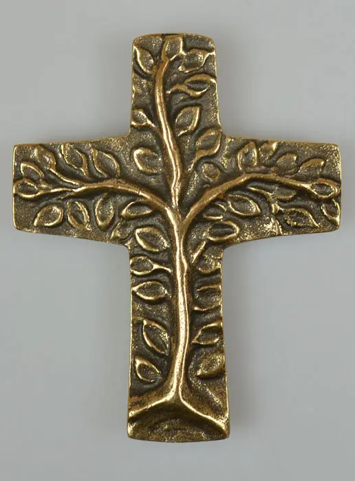 Bronzekreuz handgefertigt - Baum des Lebens - 9 cm (pic 2)
