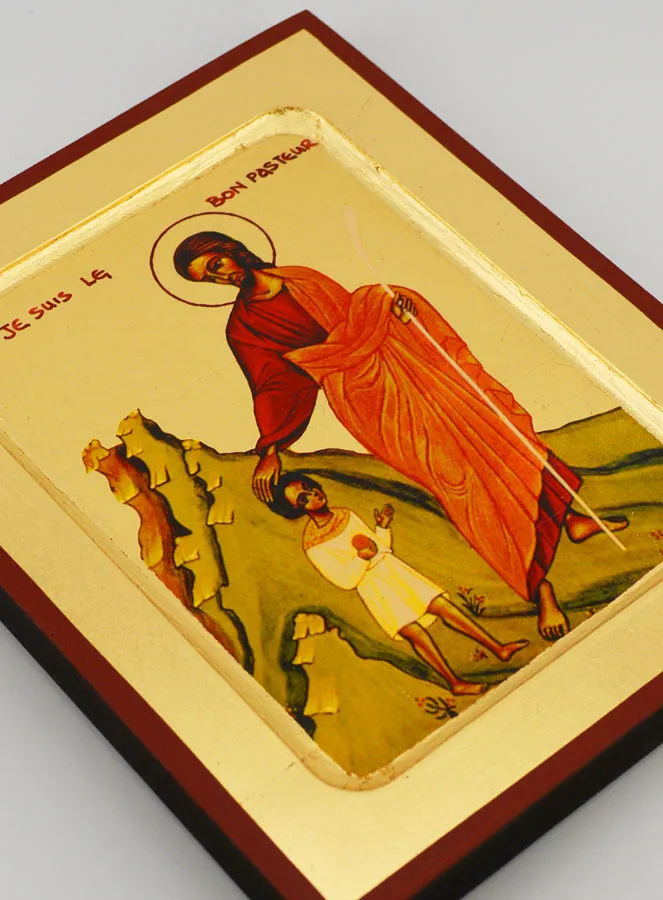 Byzantinische Ikone Jesus Christus guter Hirte mit Kind - 17cm (pic 3)