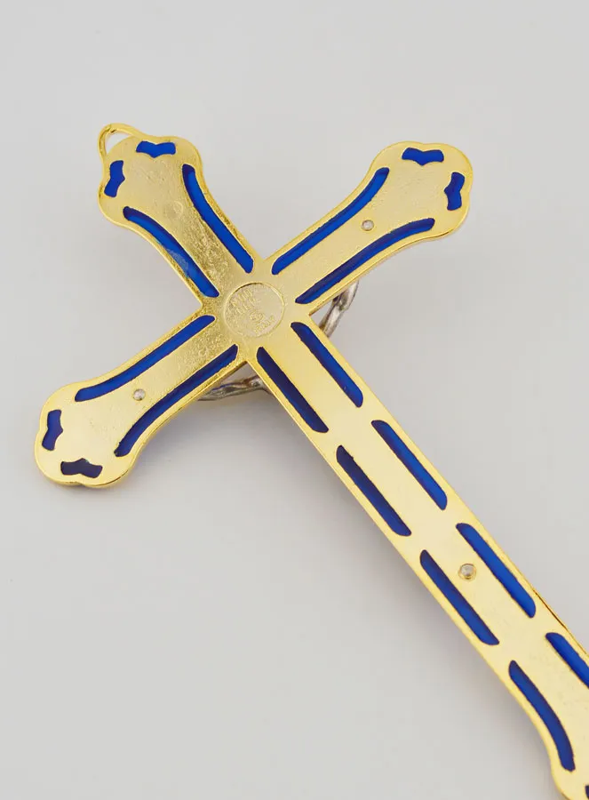 Kruzifix Kreuz Glasmalerei Metall Goldfarben - 17cm (pic 4)