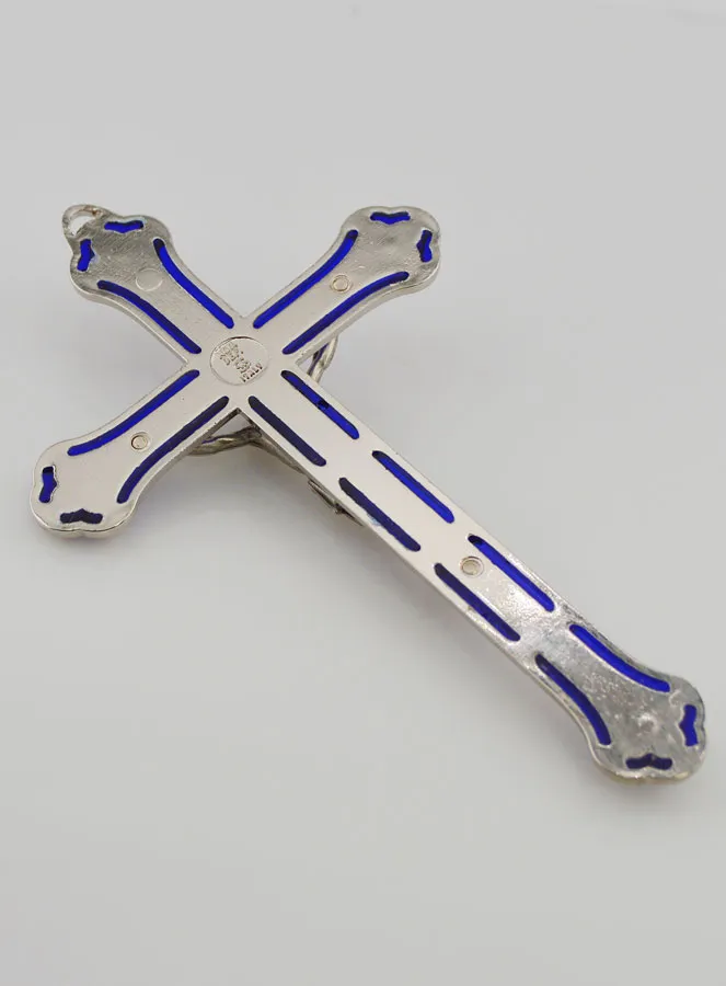 Kruzifix Kreuz Metall Glasmalerei Silberfarben - 13cm (pic 4)