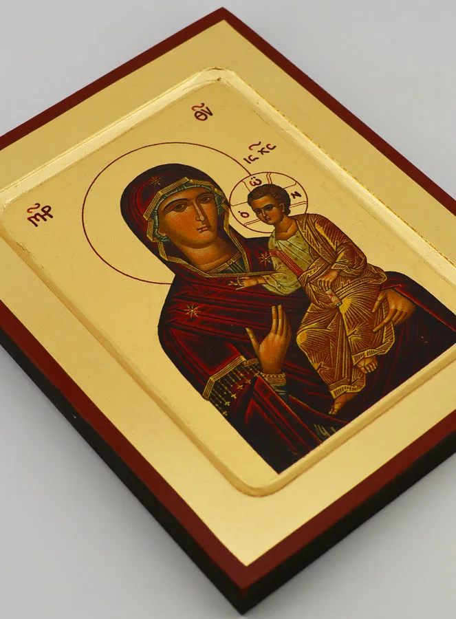 Ikone Byzantinisch Maria Himmelstor auf Blattgold - 17 cm (pic 3)