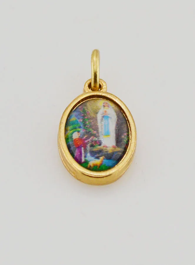 Metall-Medaille Unserer Lieben Frau von Lourdes Goldfarben - 14mm (pic 2)