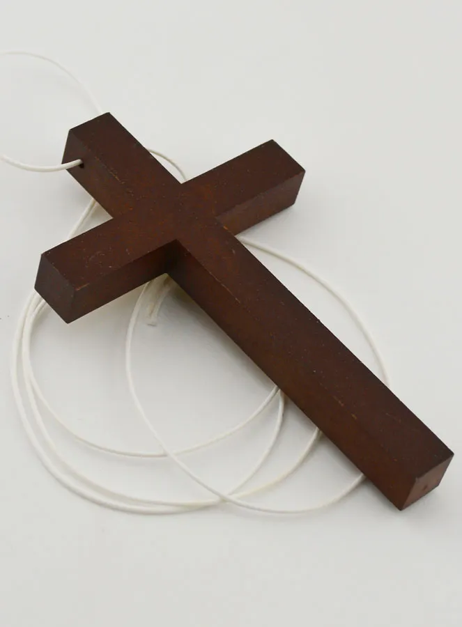 Kommunionkreuz Holz mit Metallauflage Goldfarben - 10 cm (pic 4)