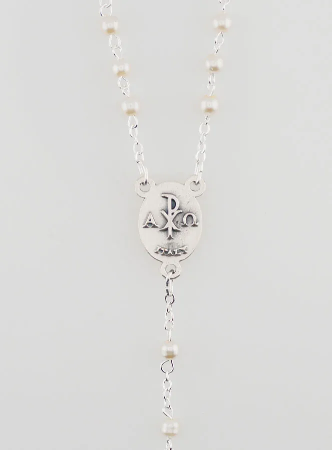 Kommunion Rosenkranz silberfarben mit Erstkommunion Medaille (pic 4)