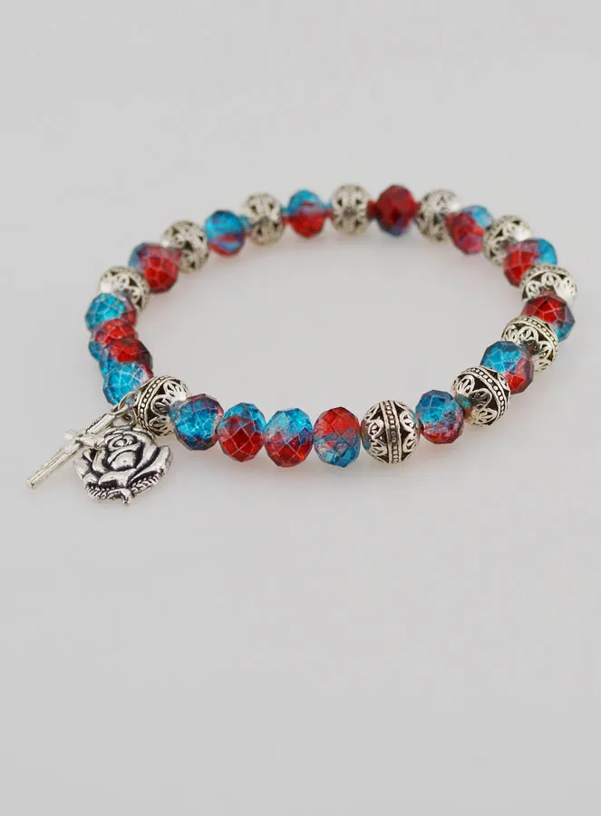 10er Rosenkranz Armband Silberperlen und Strass Krsitall (pic 4)