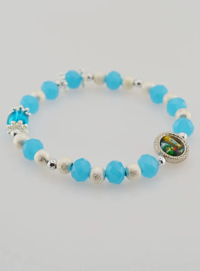 Armband Blaue Glas-Perlen und Medaille von Lourdes (pic 4)