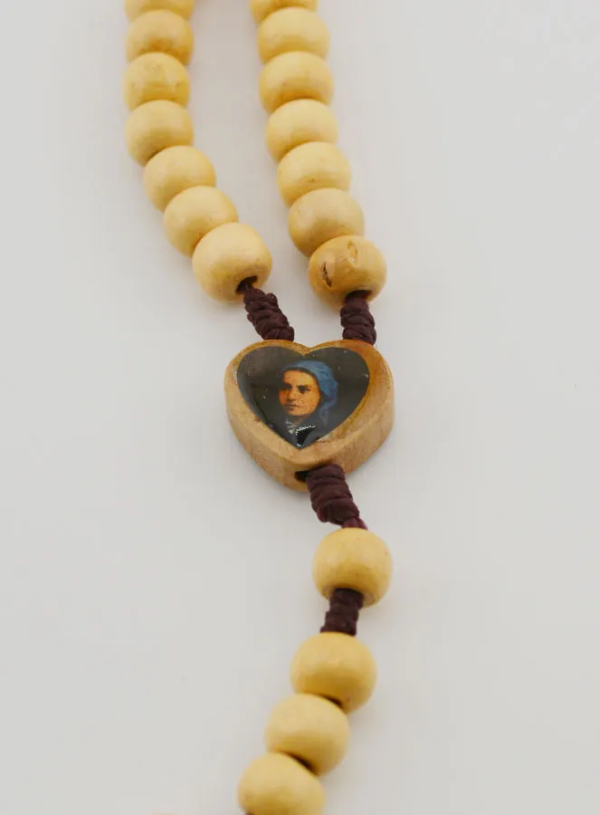 Heller Holz-Rosenkranz Hl Bernadette Soubirous Gekettelt (pic 4)