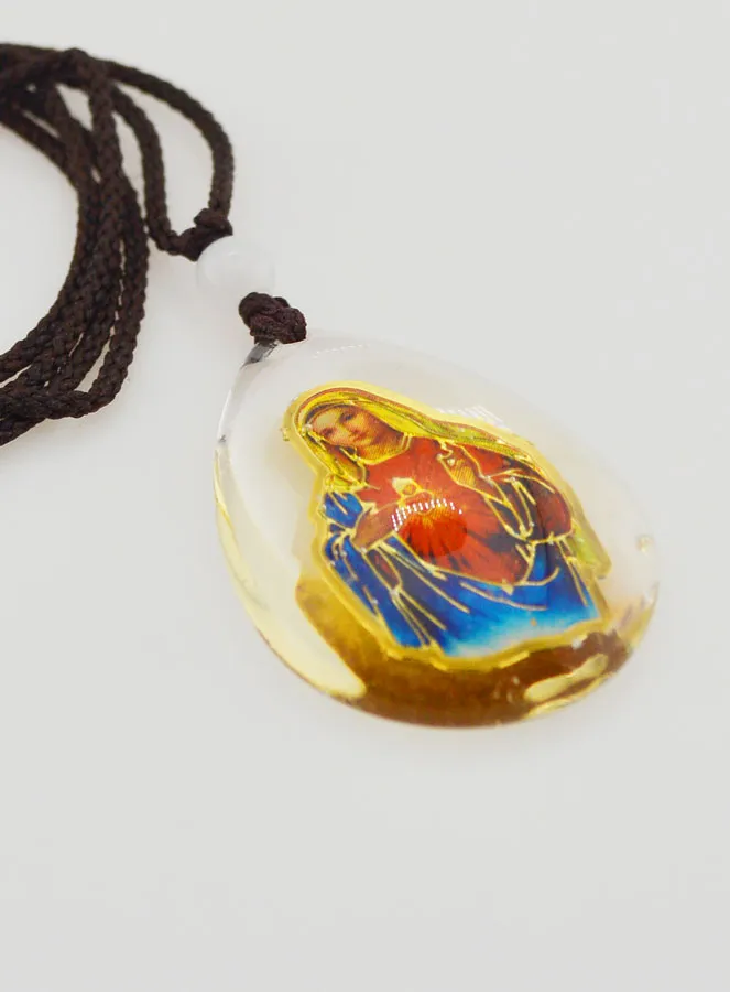 Glas-Anhänger Unbeflecktes Herz Mariens Tropfenform - mit Band (pic 3)