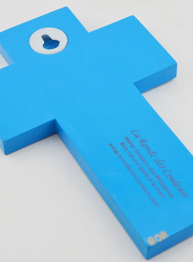 Handbemaltes Kinderkreuz Gottes Welt Vereint 14cm (pic 4)