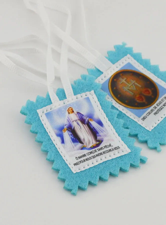 Skapulier Wundertätige Jungfrau aus Blauem Stoff 5cm (pic 3)