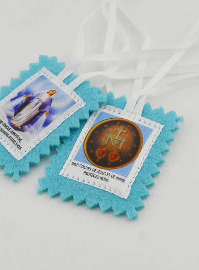 Skapulier Wundertätige Jungfrau aus Blauem Stoff 5cm (pic 4)