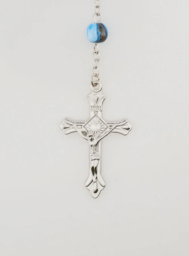 Rosenkranz Aktuell Modeschmuck von Lourdes Regenbogen Perlen 70cm (pic 3)