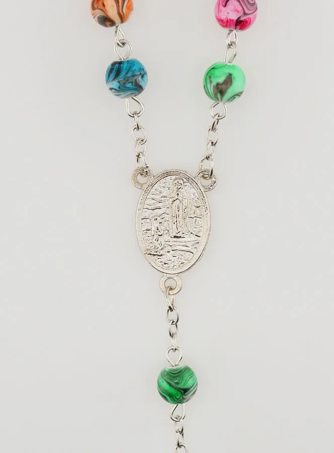 Rosenkranz Aktuell Modeschmuck von Lourdes Regenbogen Perlen 70cm (pic 4)