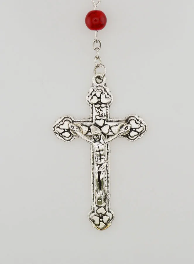 Aktueller Rosenkranz von Lourdes Modeschmuck Perlmutt Rot 60cm (pic 3)