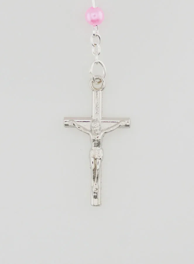 Lourdes Rosenkranz Perlmutt Rosa mit Verschluss (pic 3)