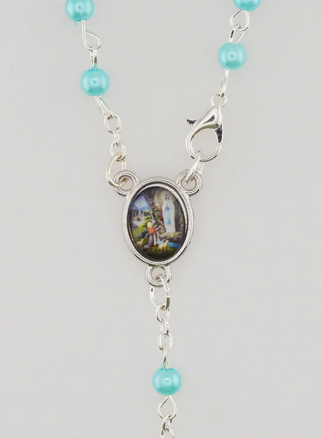 Lourdes Rosenkranz Perlmutt Blau mit Verschluss (pic 4)