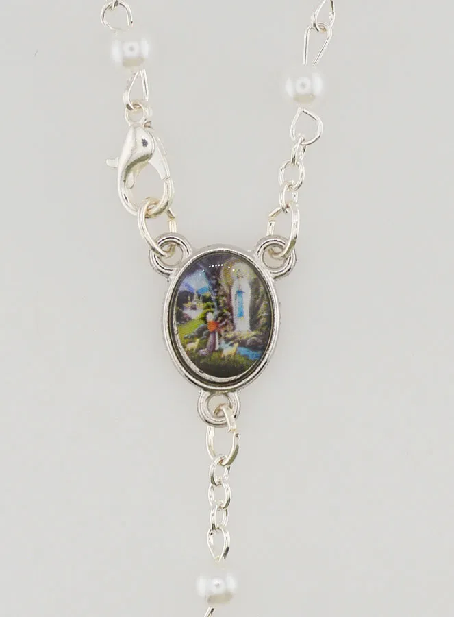 Lourdes-Rosenkranz Perlmutt Weiss mit Verschluss (pic 4)