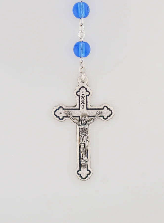 Lourdes Rosenkranz Kreuzweg Kristallperlen Blau (pic 3)