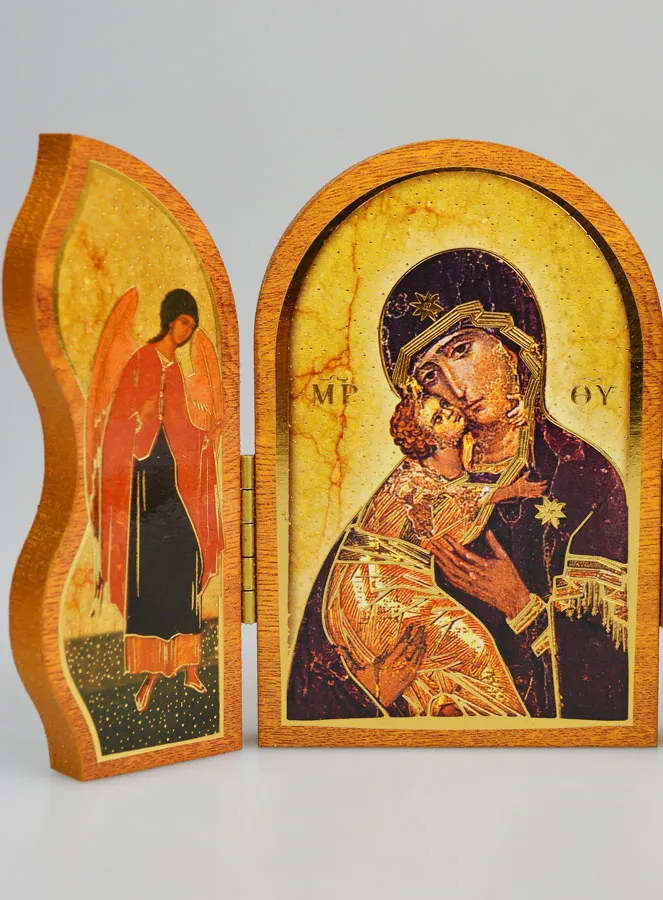 Triptychon-Ikone Muttergottes von Vladimir - 12cm (pic 4)