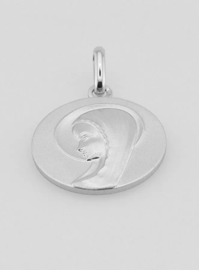 Silber-Medaille Maria mit Schleier und Heiligenschein 18mm (pic 2)