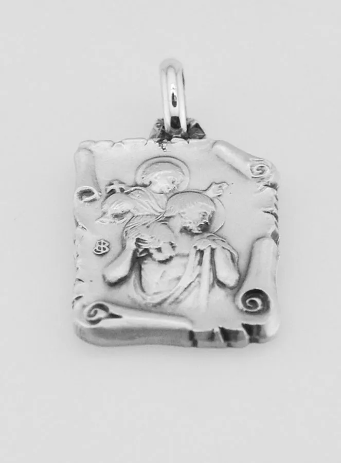 Pergament Medaille hl Christophorus 925er Sterling Silber - 18 mm (pic 2)