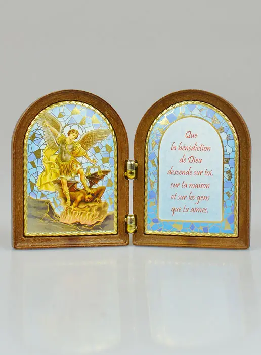 Diptychon Ikone Heiliger Michael mit Segensgebet aus Holz (pic 2)