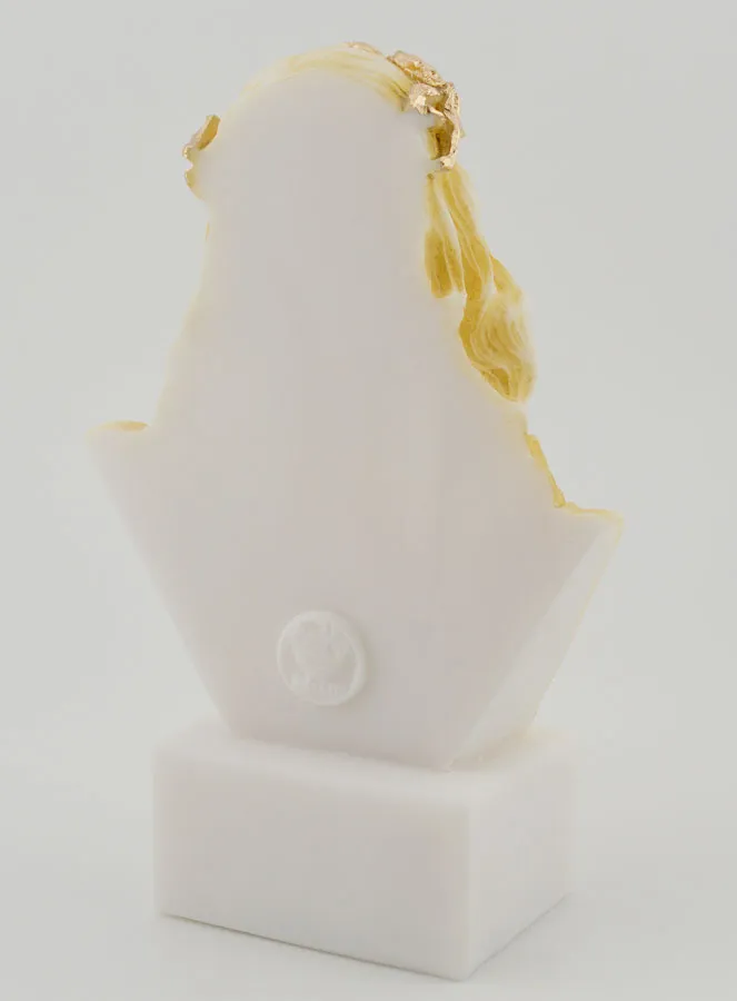 Figur Büste aus Alabaster Herz Jesu mit Dornenkrone - 14cm (pic 4)