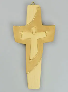 Auferstehungskreuz Modern Geschnitzt mit Gold - 15 cm (pic 1)