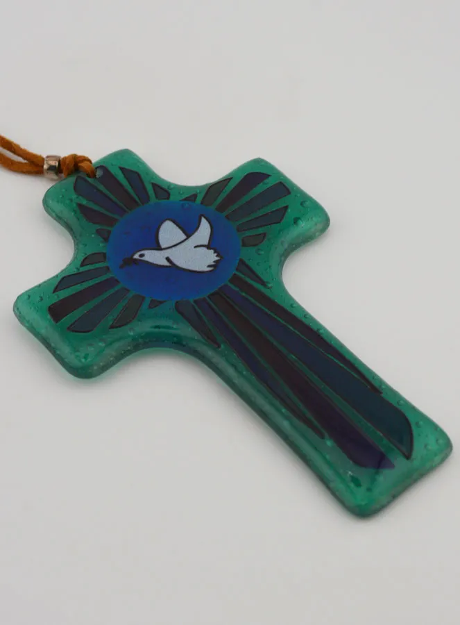 Glas-Kreuz Handgefertigt Friedens Taube - 12 cm (pic 3)
