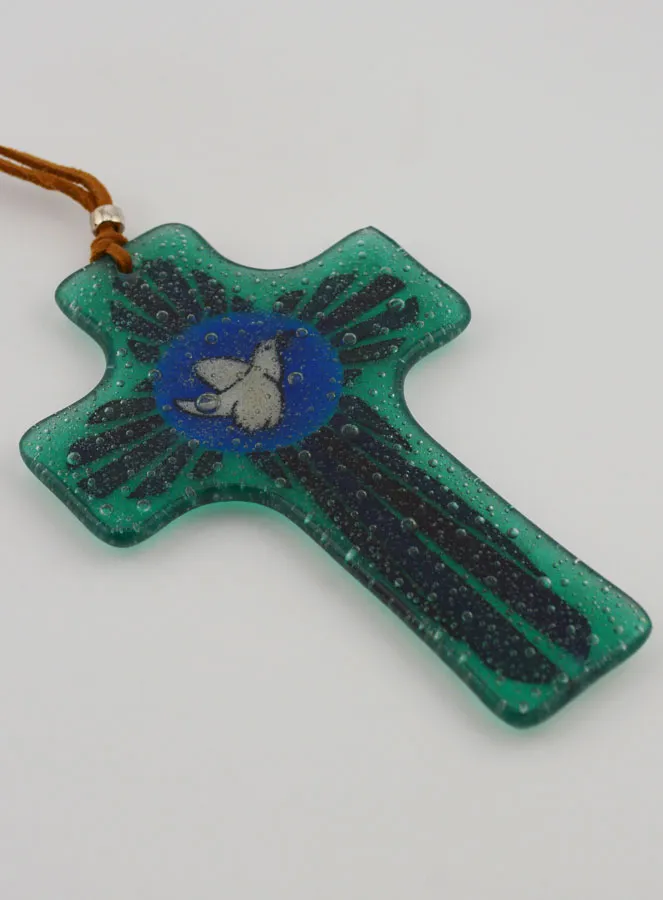 Glas-Kreuz Handgefertigt Friedens Taube - 12 cm (pic 4)