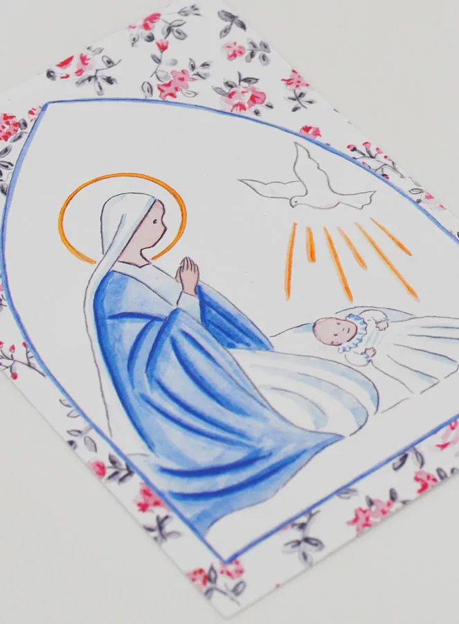 Karte zur Taufe - Heilige Maria und Taube (pic 3)