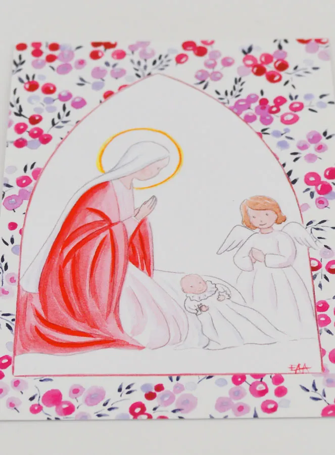 Taufkarte Maria und Schutzengel - Pink (pic 2)