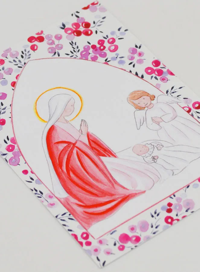 Taufkarte Maria und Schutzengel - Pink (pic 3)