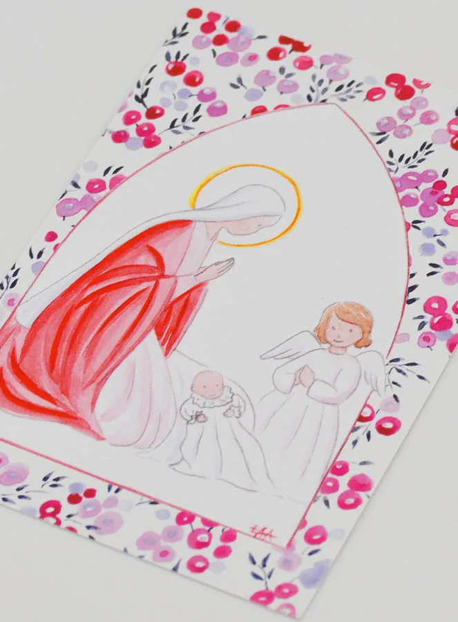 Taufkarte Maria und Schutzengel - Pink (pic 4)