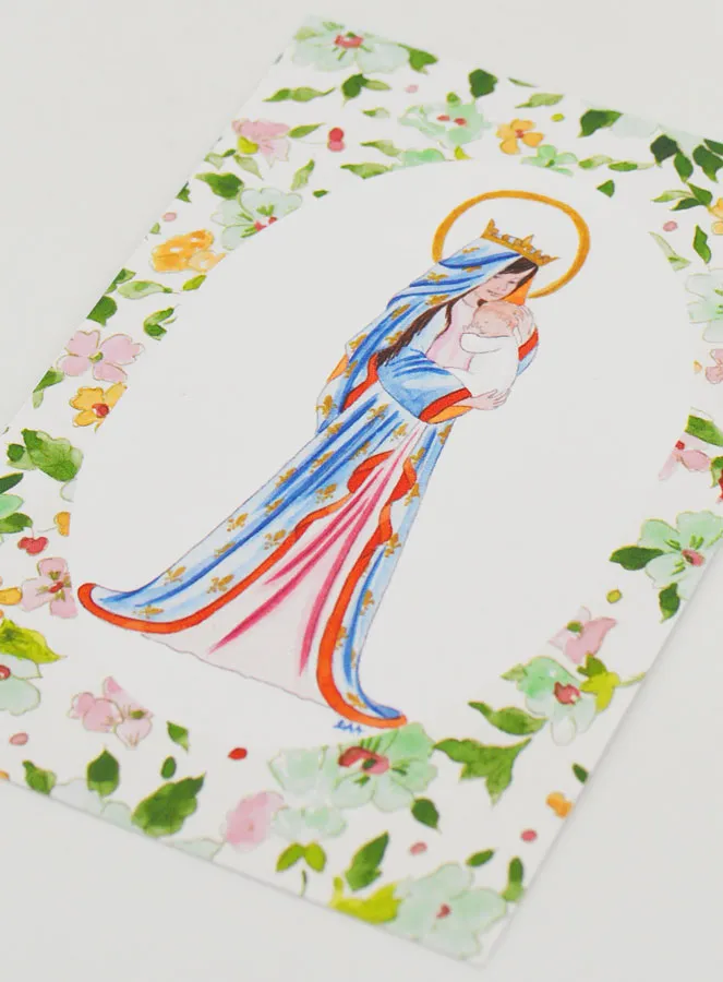 Karte zur Taufe heilige Maria Gekrönt mit Lilie - Grün (pic 4)