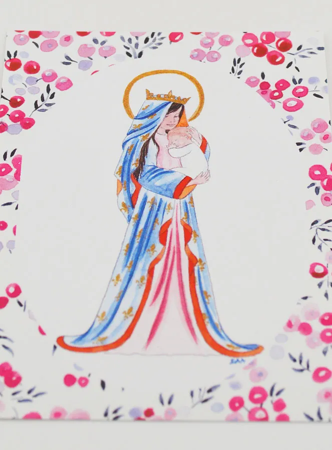 Karte zur Taufe - Maria Gekrönt mit Lilie - Pink (pic 2)
