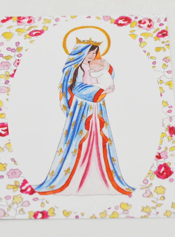 Karte zur Taufe Maria Gekrönt mit Rosa Lilien (pic 2)