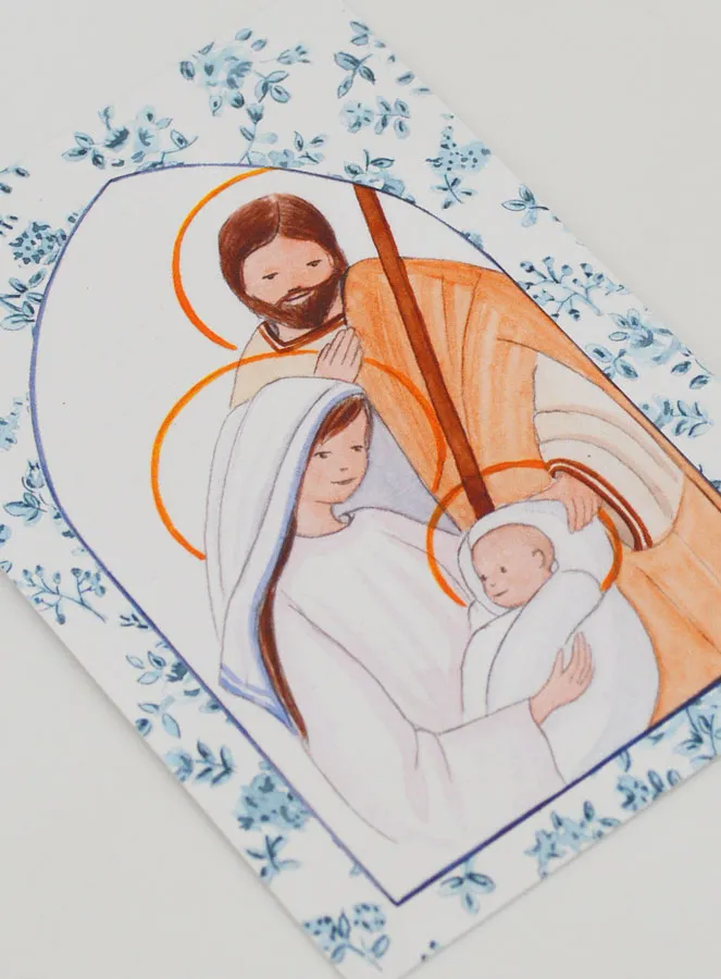 Karte zur Taufe Die Heilige Familie - Blaue Rosen (pic 3)