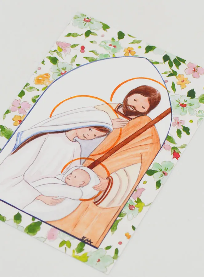 Karte zur Taufe - Die Heilige Familie - Grün (pic 4)