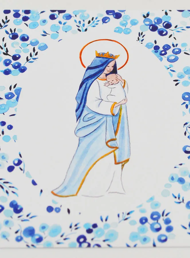 Karte zur Taufe Gekrönte Maria mit dem Jesus-Kind (pic 2)