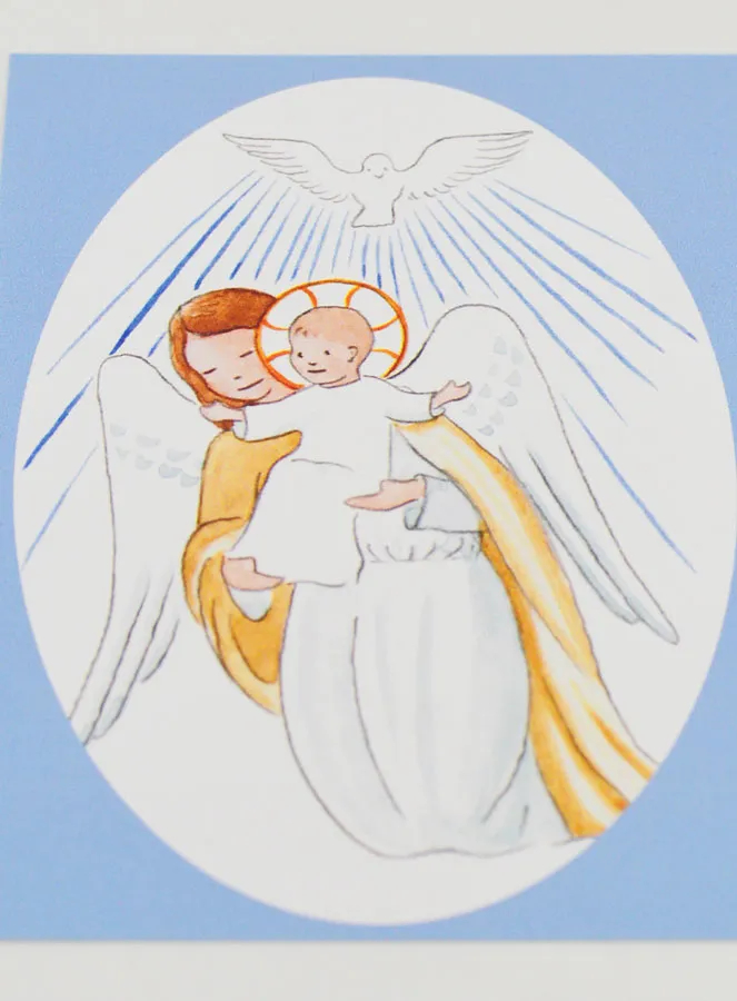 Karte zur Taufe Schutzengel und Heiliger Geist - Blau (pic 2)
