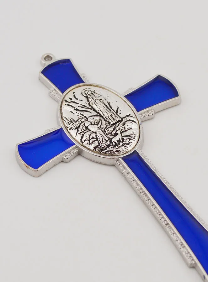 Lourdes Kreuz Blau 10 cm - Münze Erscheinung Maria von Lourdes (pic 3)