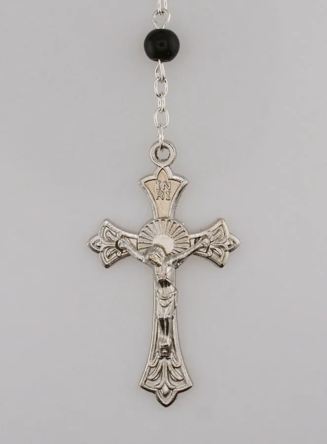 Rosenkranz Kette Modeschmuck Schwarze Kristall-Perlen von Lourdes - 50 cm (pic 3)