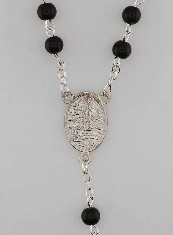 Rosenkranz Kette Modeschmuck Schwarze Kristall-Perlen von Lourdes - 50 cm (pic 4)