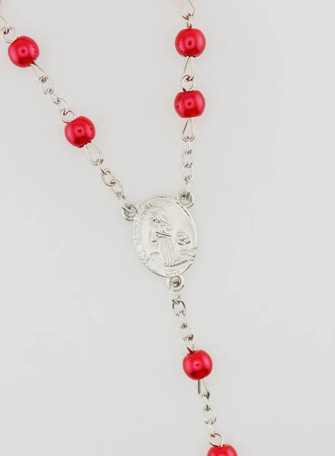 Lourdes Rosenkranz Rote Perlen - 60 cm (pic 4)