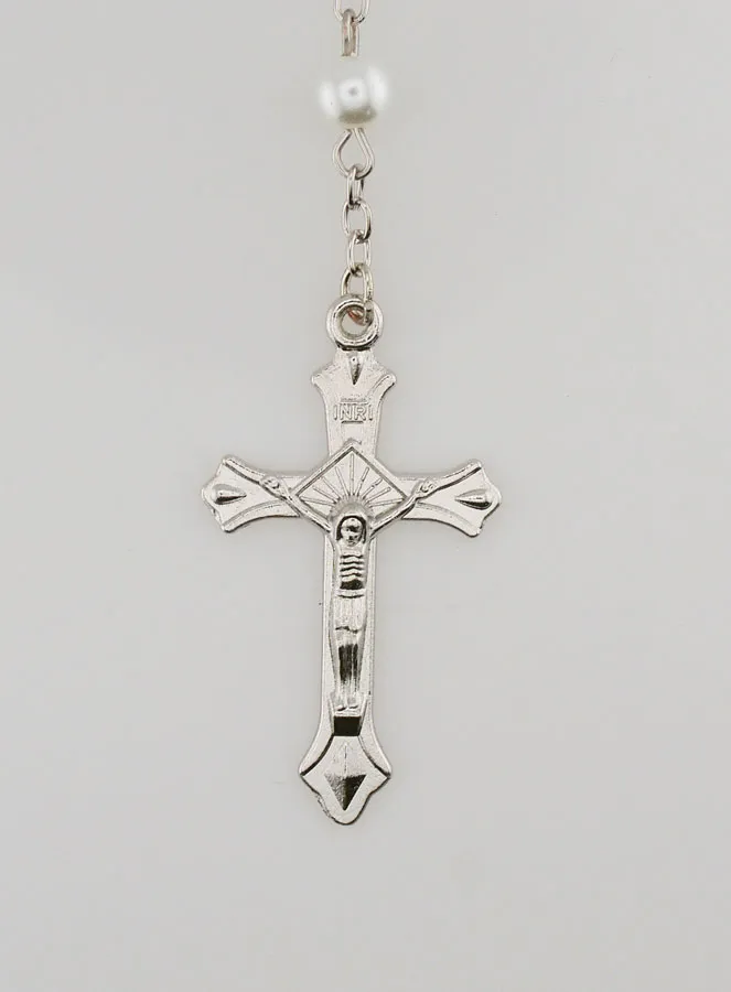 Rosenkranz Weisse Perlen und Lourdes Herzstück - 60 cm (pic 3)